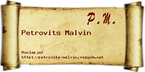 Petrovits Malvin névjegykártya